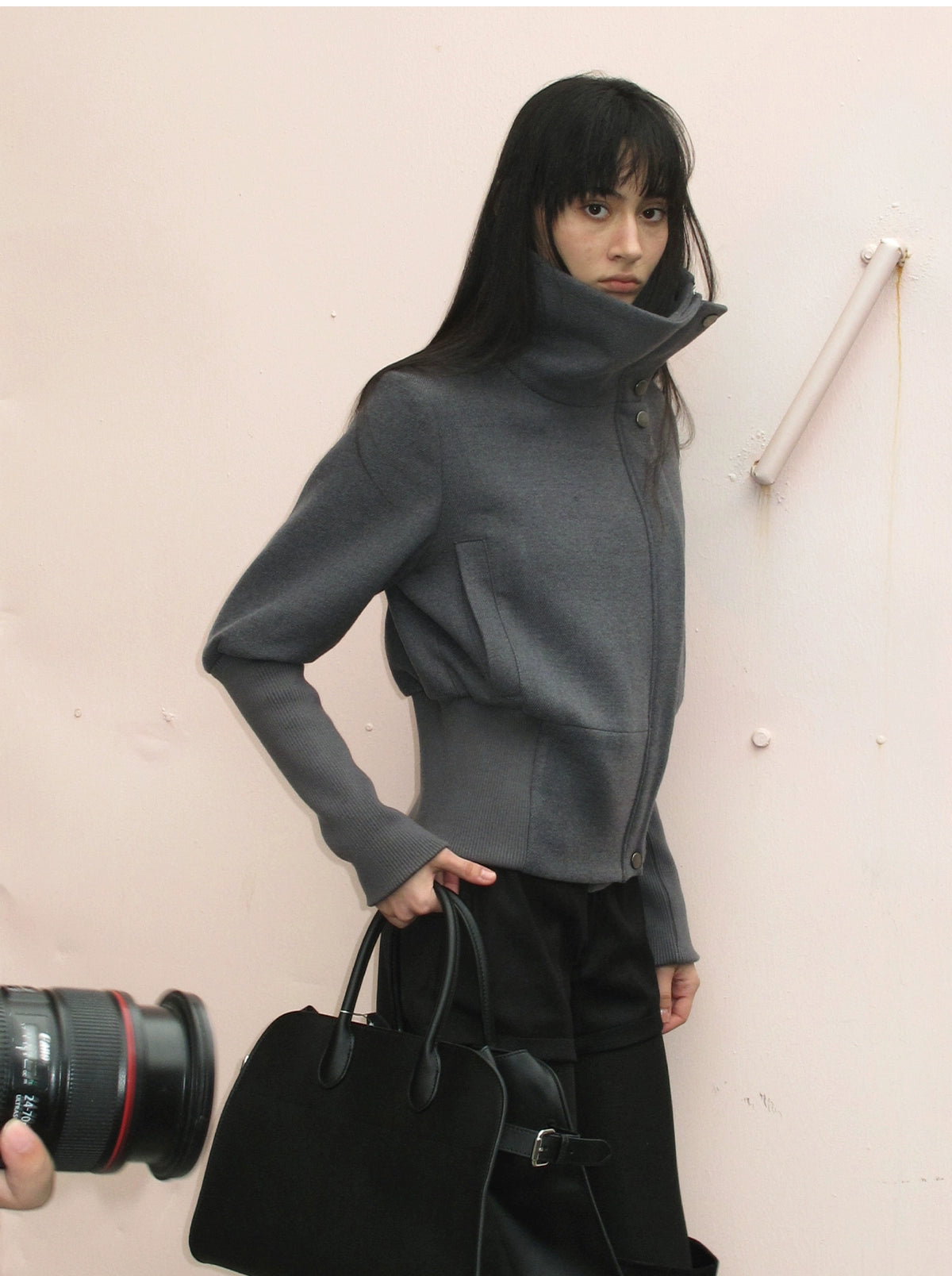 JCAESAR WOMEN Threaded-sleeved Woolen Jacket