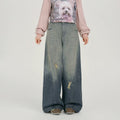 Girlyhalo Vintage Hot Diamond Make Old Wide Leg Jeans