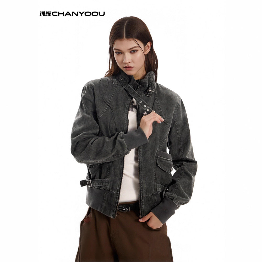 CHANYOOU Vintage Stand-up Collar Neutral Style Jacket
