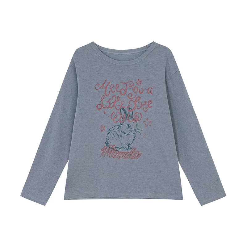 Kano Lazy Soft Waxy Rabbit Print Long Sleeve