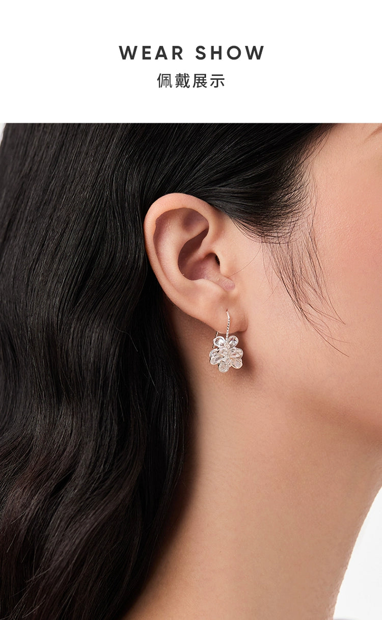 ZEGL Real Willow Flash Zirconium Flower Earrings