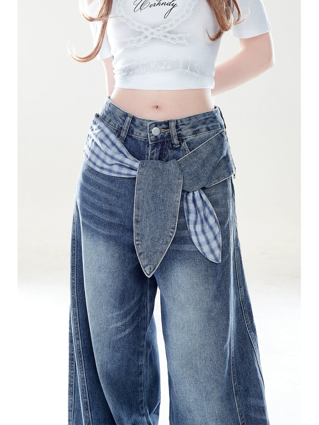 ZRSEE Vintage Scimitar Denim Casual Pants