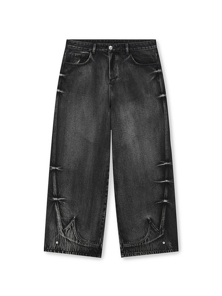 DICETINY Silhouette Splicing Wash Jeans