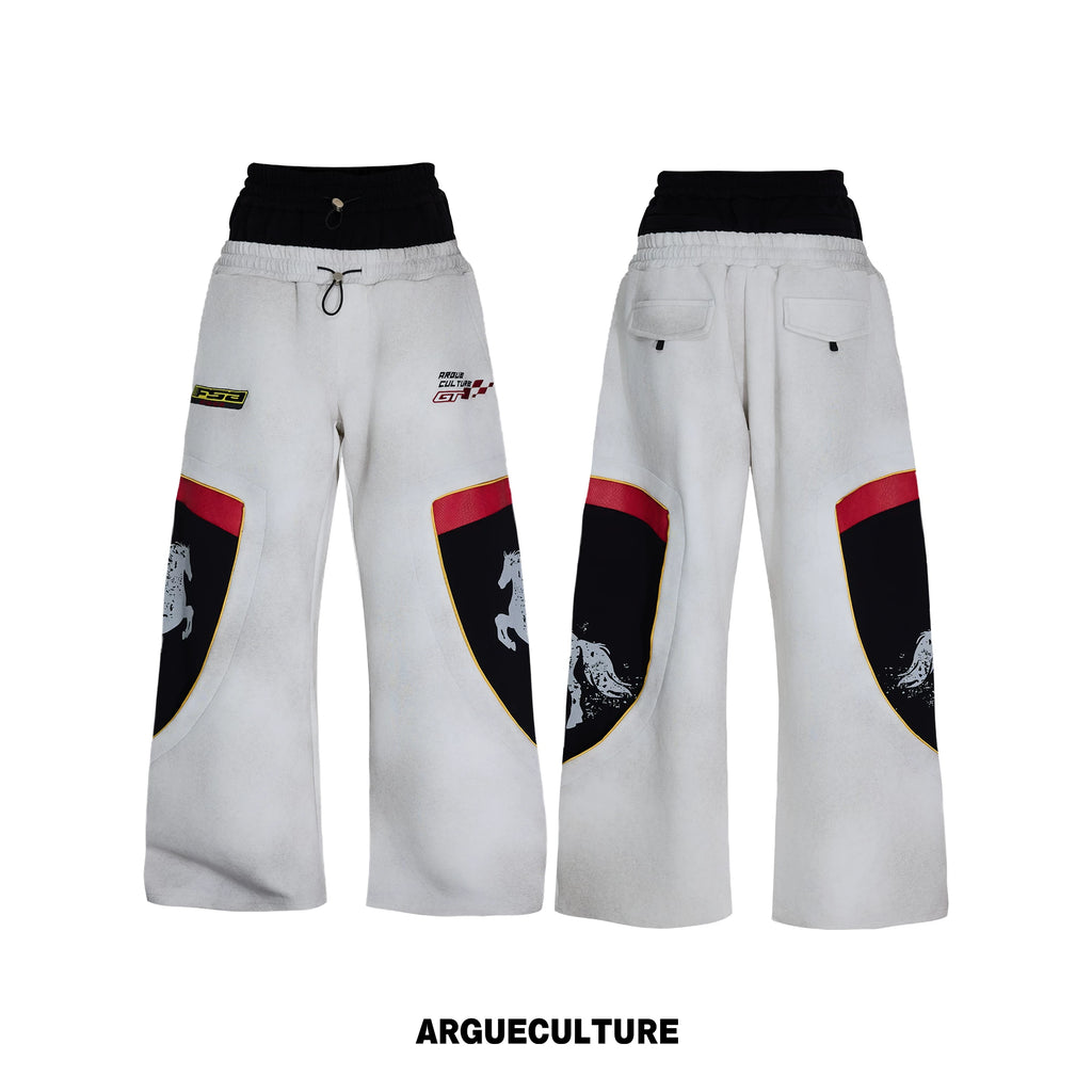 ArguECulturE Embroidered Fake Two-piece Double-waisted Sweatpants
