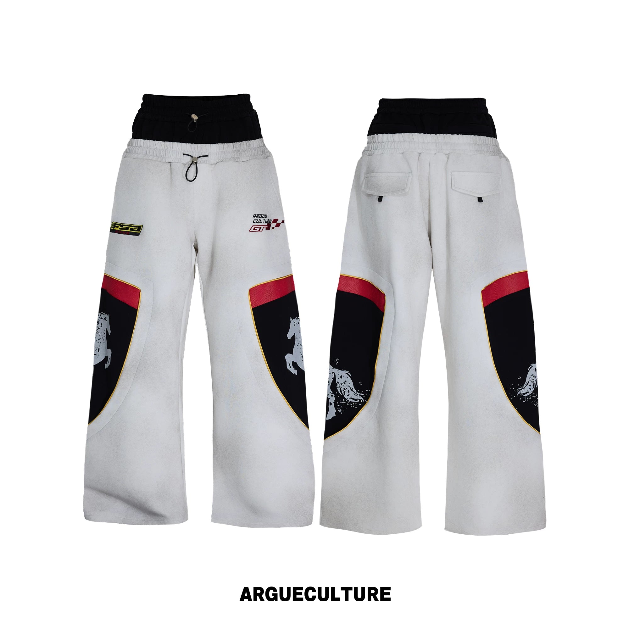 ArguECulturE Embroidered Fake Two-piece Double-waisted Sweatpants