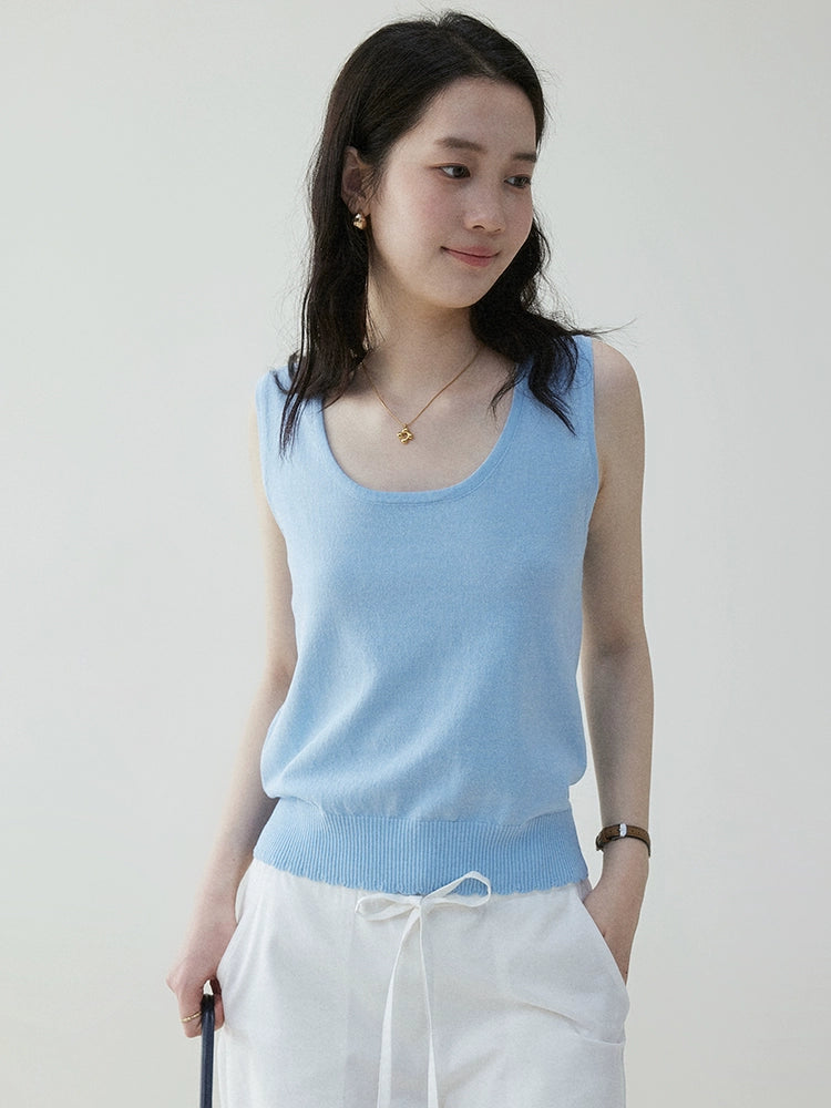 VOOE Simple and Versatile Sleeveless Vest Knitted Sweater