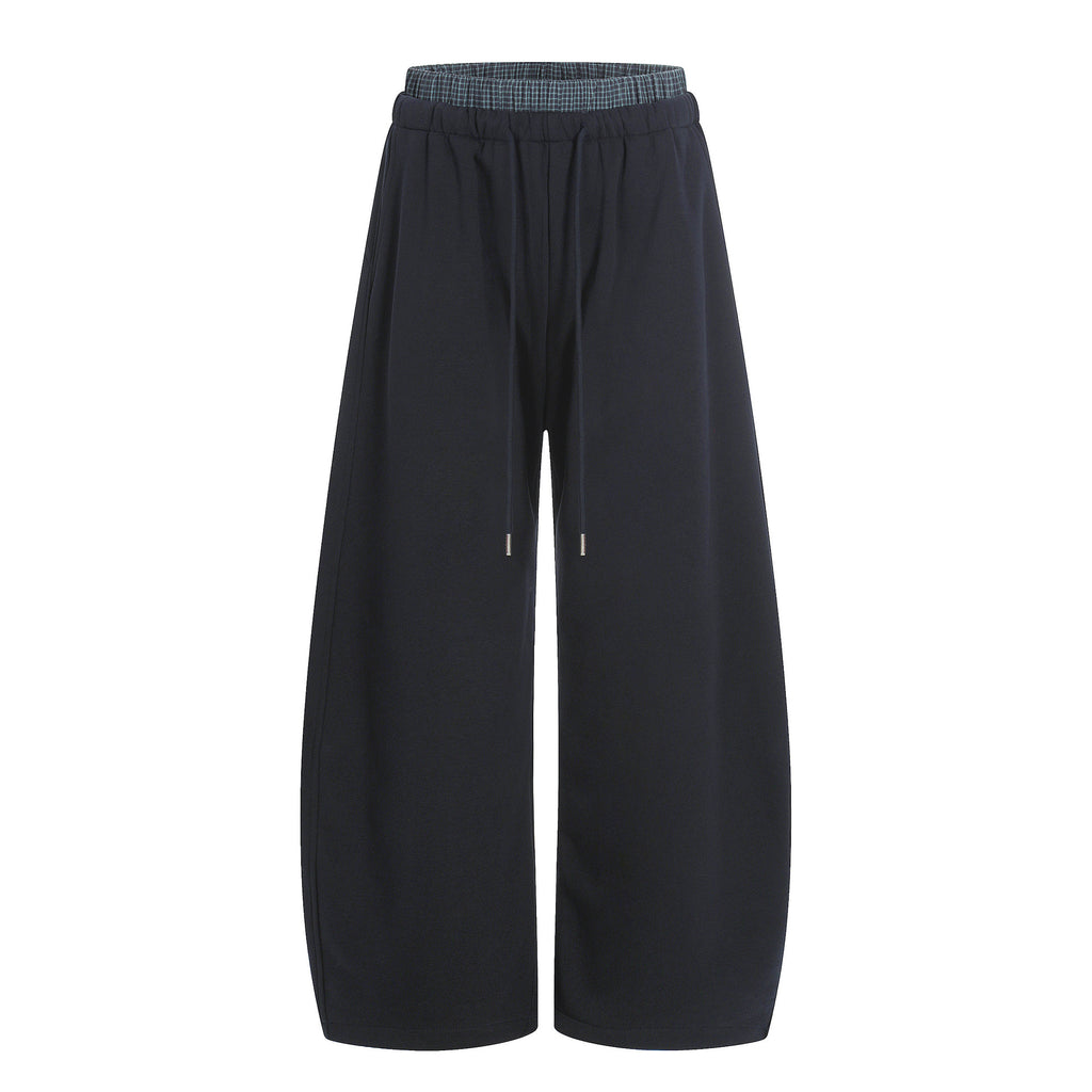 11KN Retro Fake Two-piece Double Waist Straight Loose Casual Pants