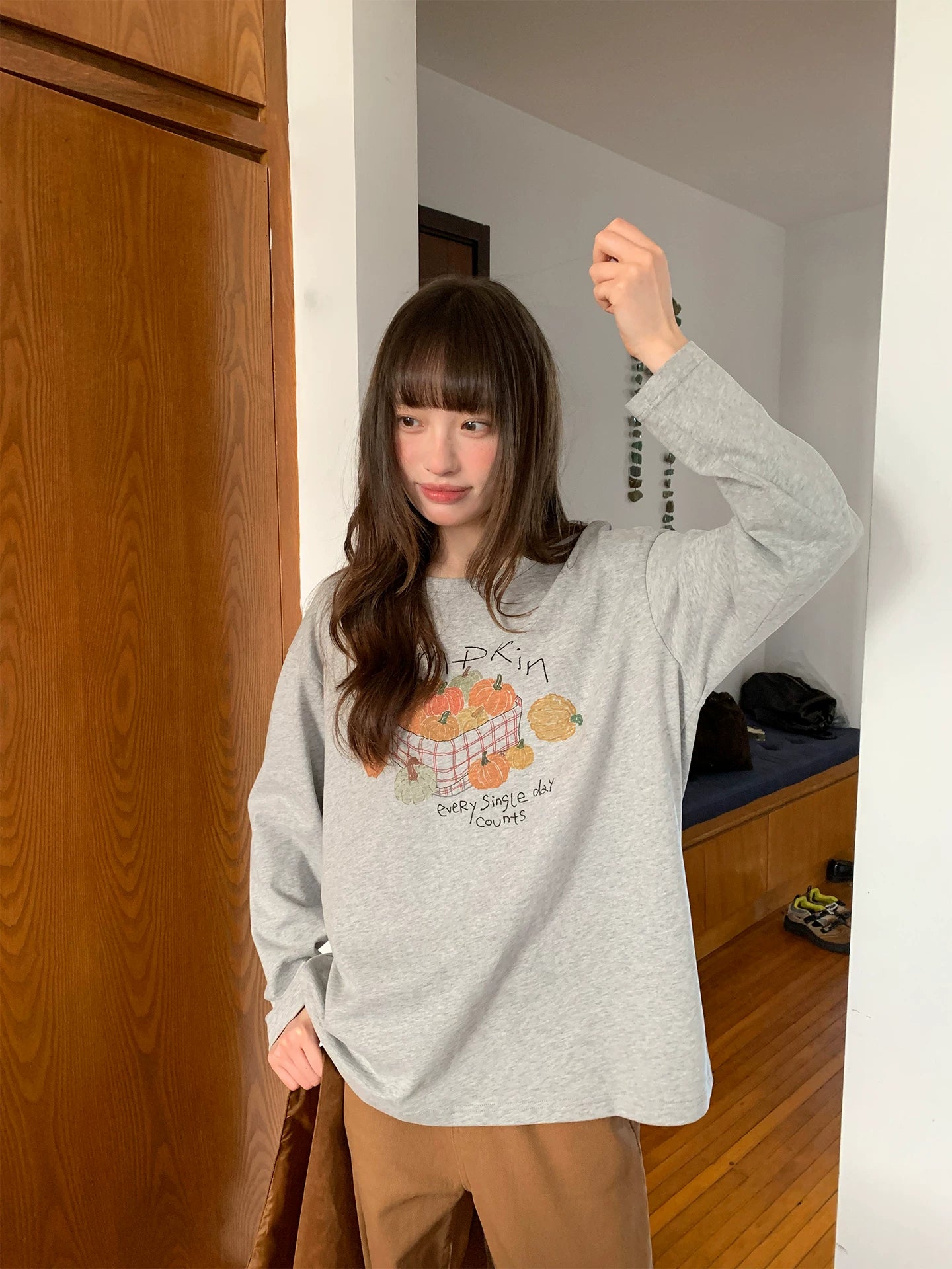 KANO Slack Pumpkin Print Loose Long Sleeves