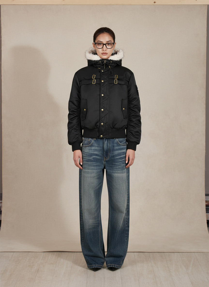 Eme Hooded Short and Wide Thickenedheattech Cotton Jacket