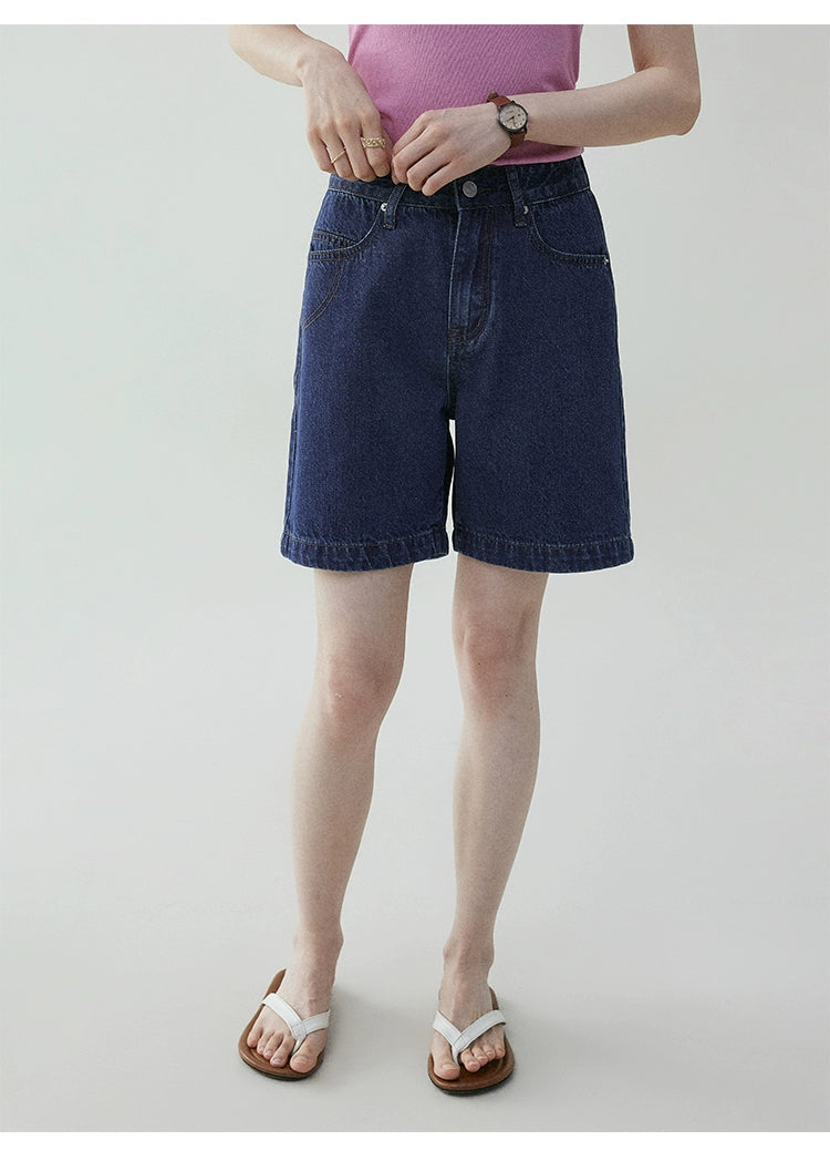 VOOE Vintage Versatile Straight Loose Denim Shorts