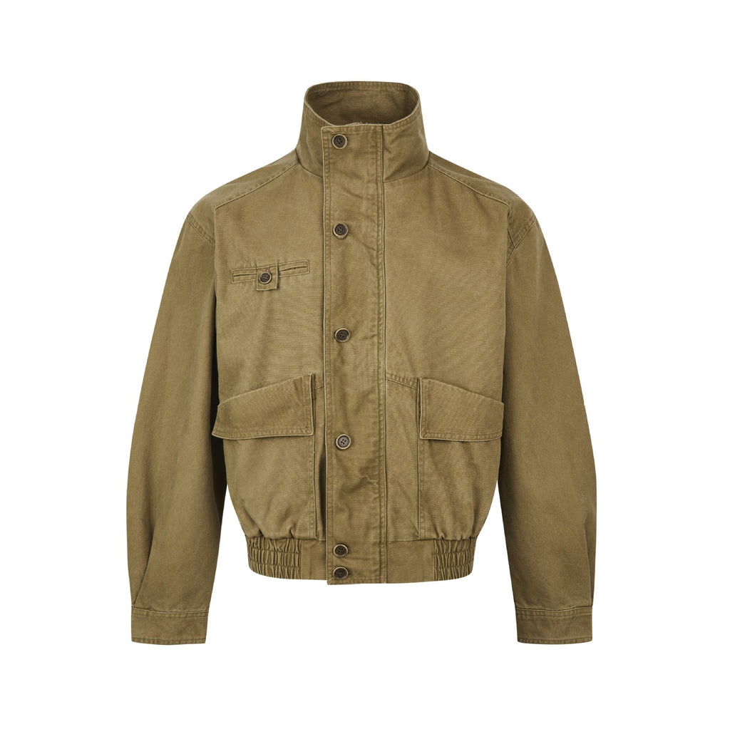 (Clearance) MADEEXTREME Vintage Turtleneck Neutral Loose Denim Jacket