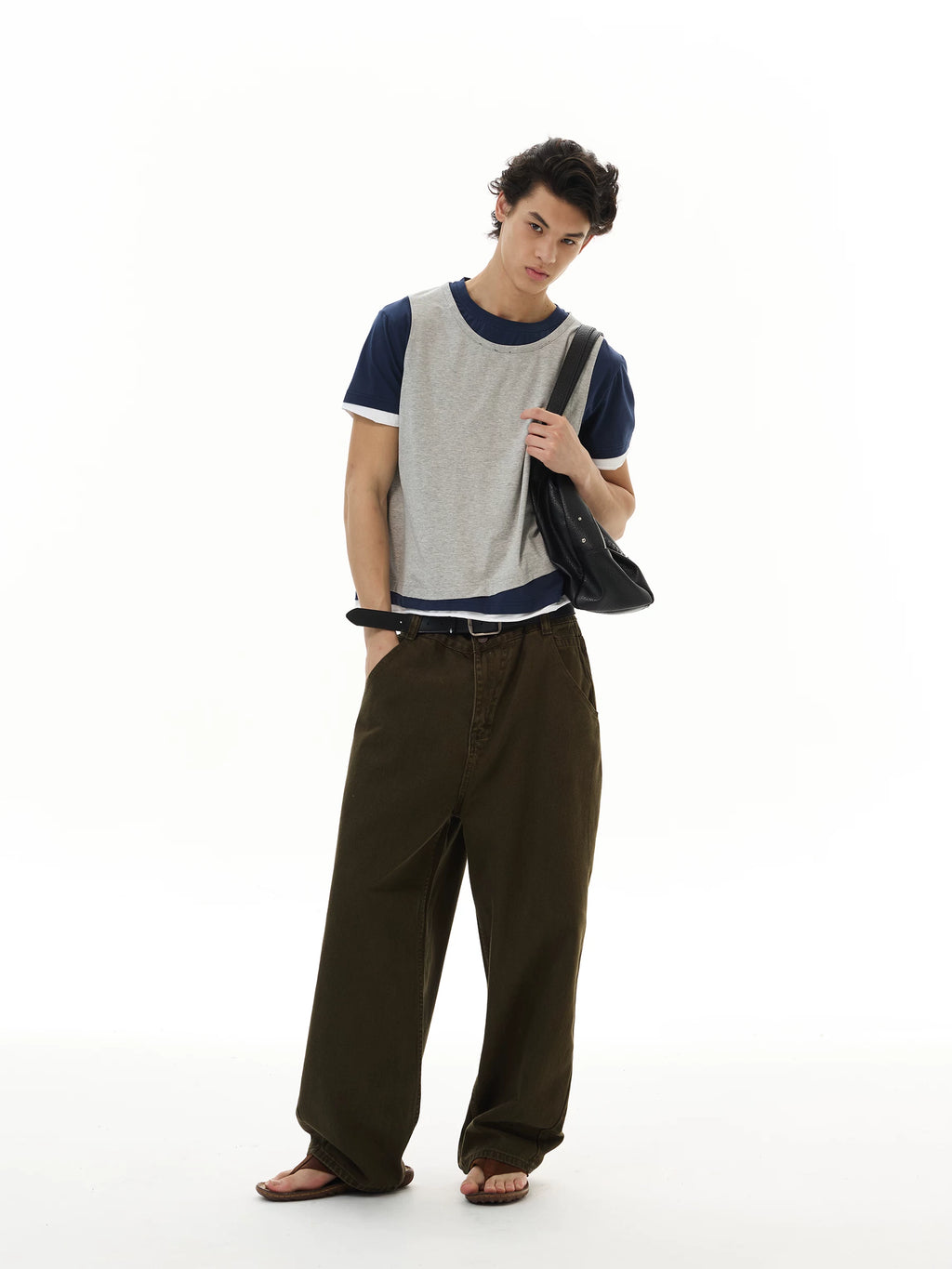 WLNEXT Retro Sports Fake Two Casual Tee