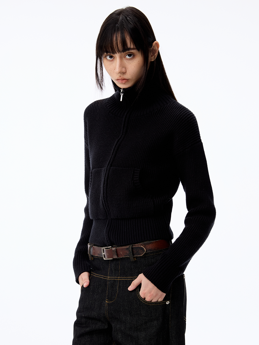 JCAESAR WOMEN Pit Strip Thick Pit Strip Micro Slim-fit Knitted Cardigan