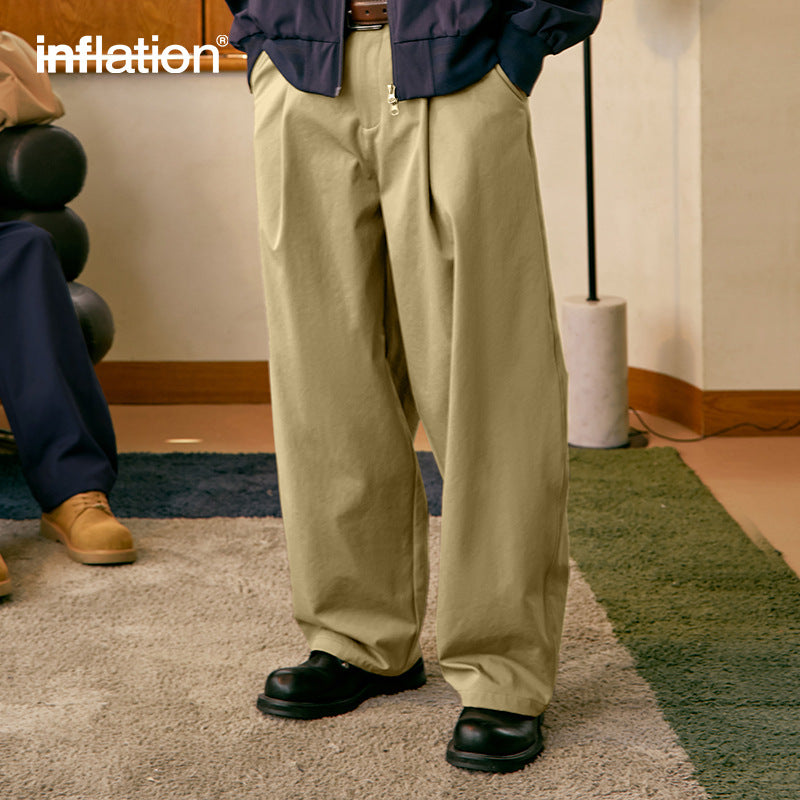 INF Elastic pleated scimitar Japanese tailoring pants