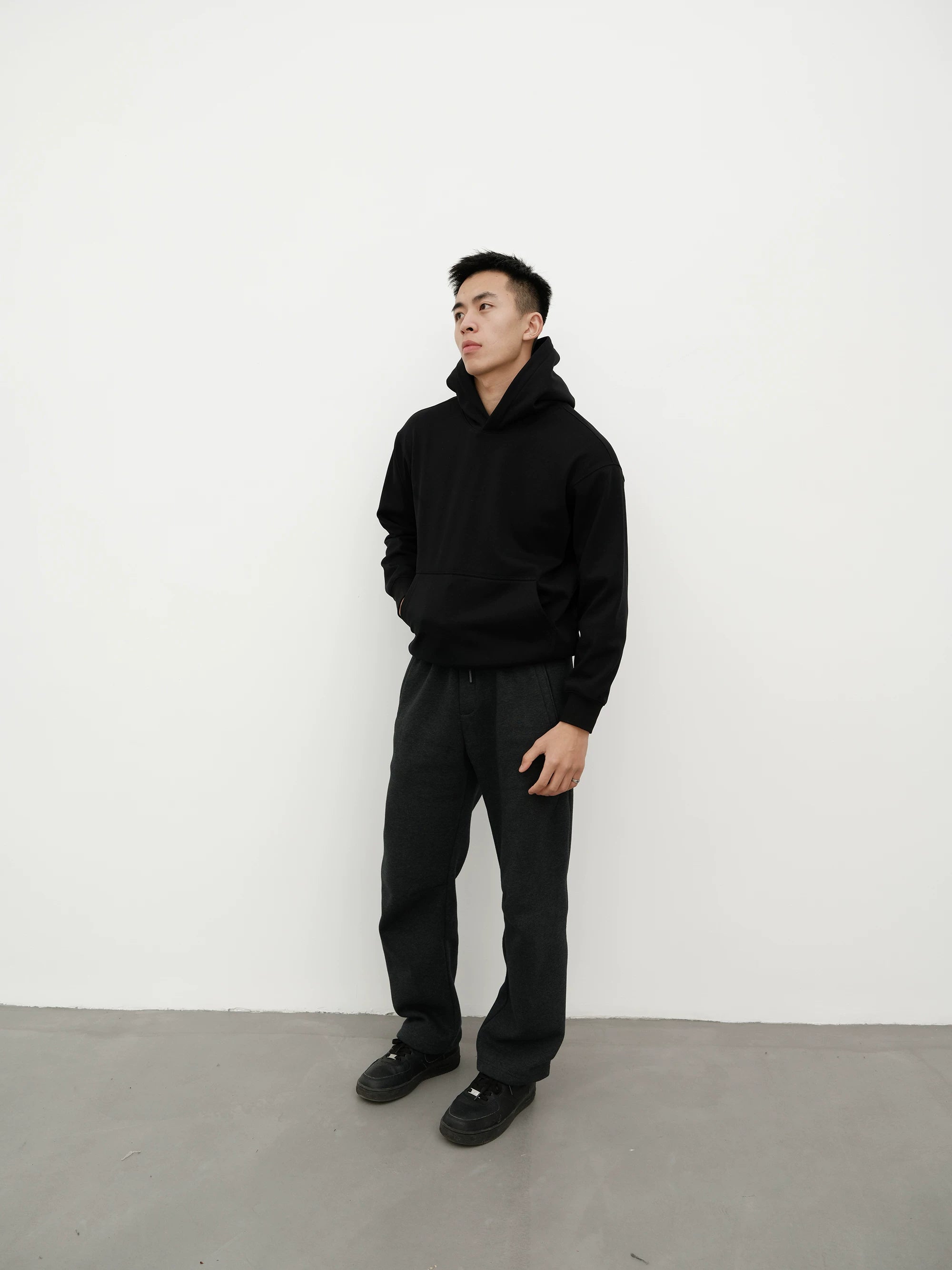 GTAL Solid Color Fleece Casual Hooded Sweater