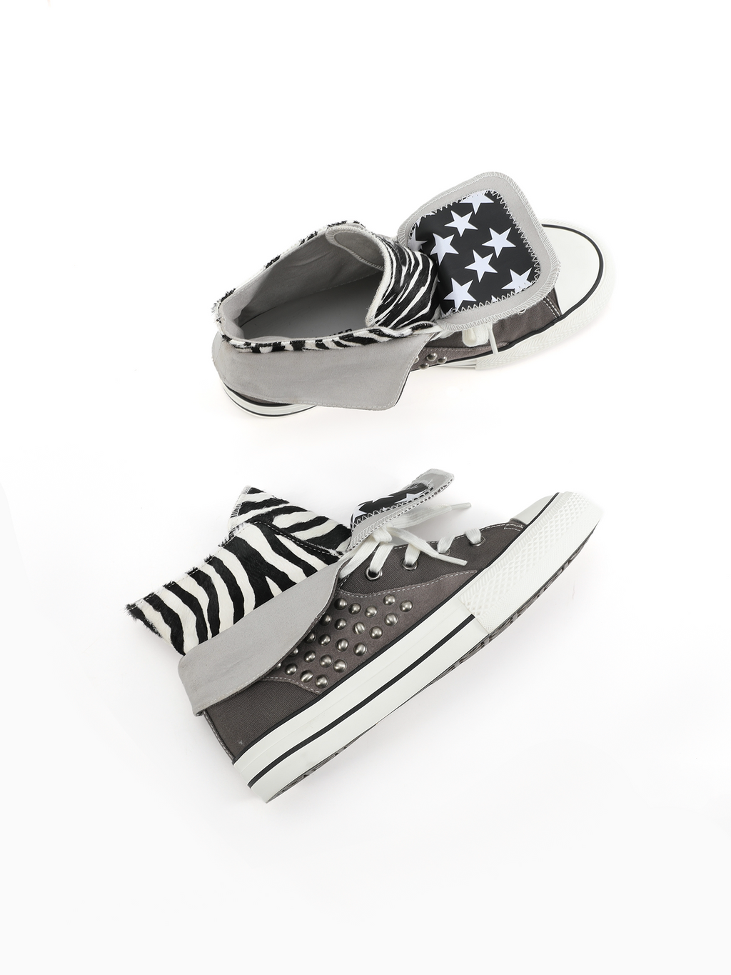 NumbAsia zebra pattern horsehair star print stitching canvas shoes