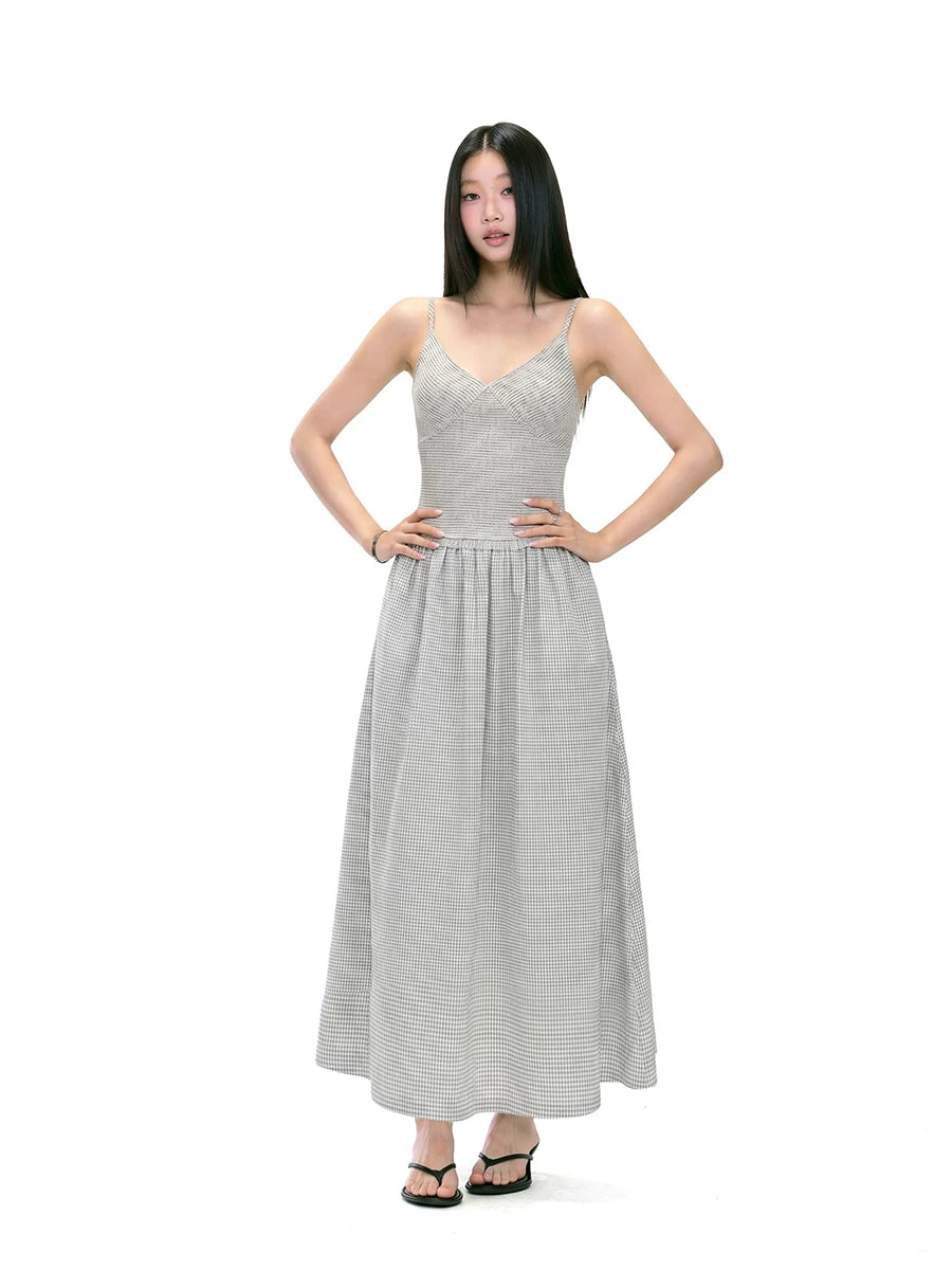 WITHMIN Retro Waist and Thin Suspender Dress