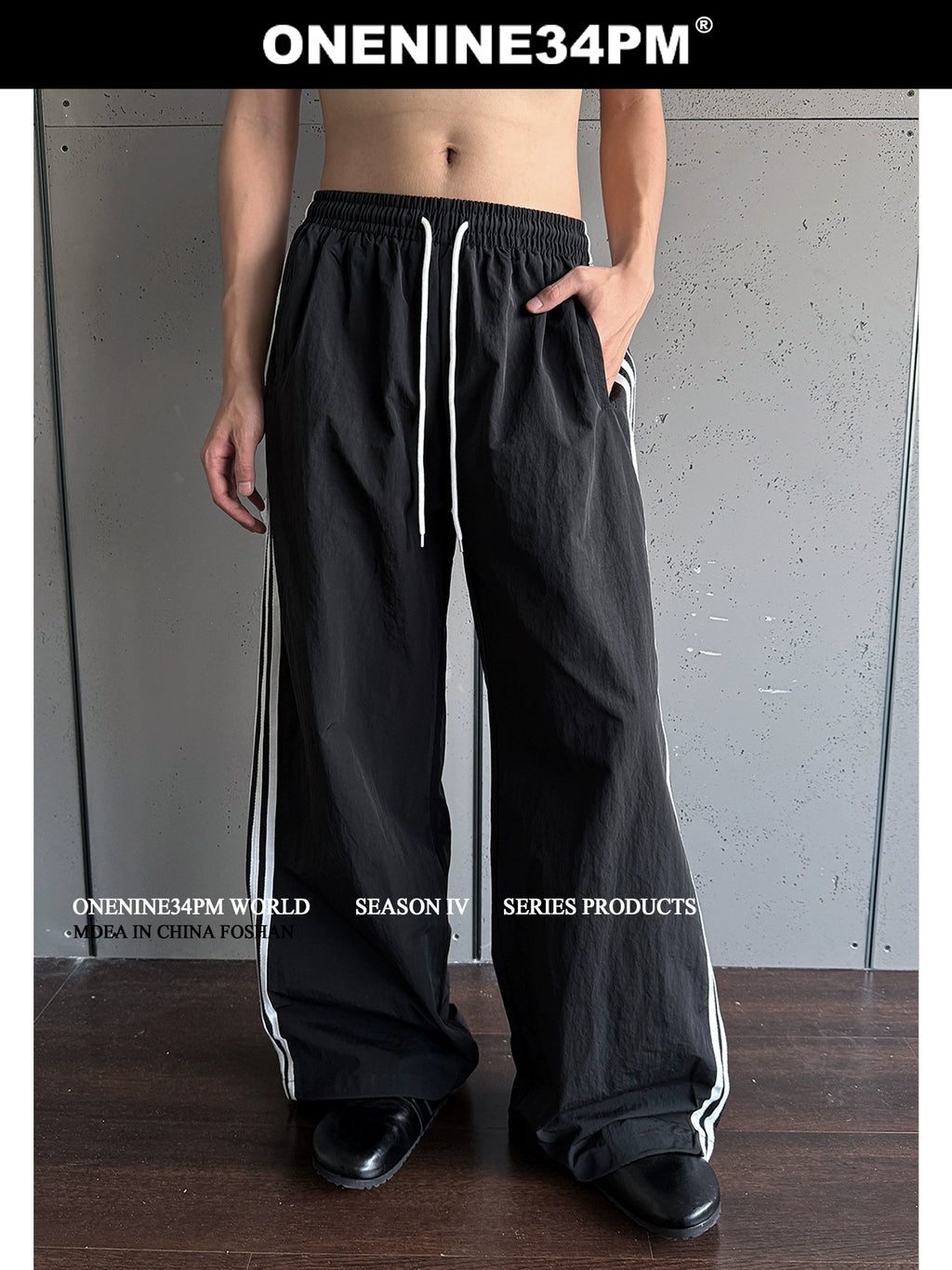 ONENINE34PM Thin Bar Sports Casual Pants