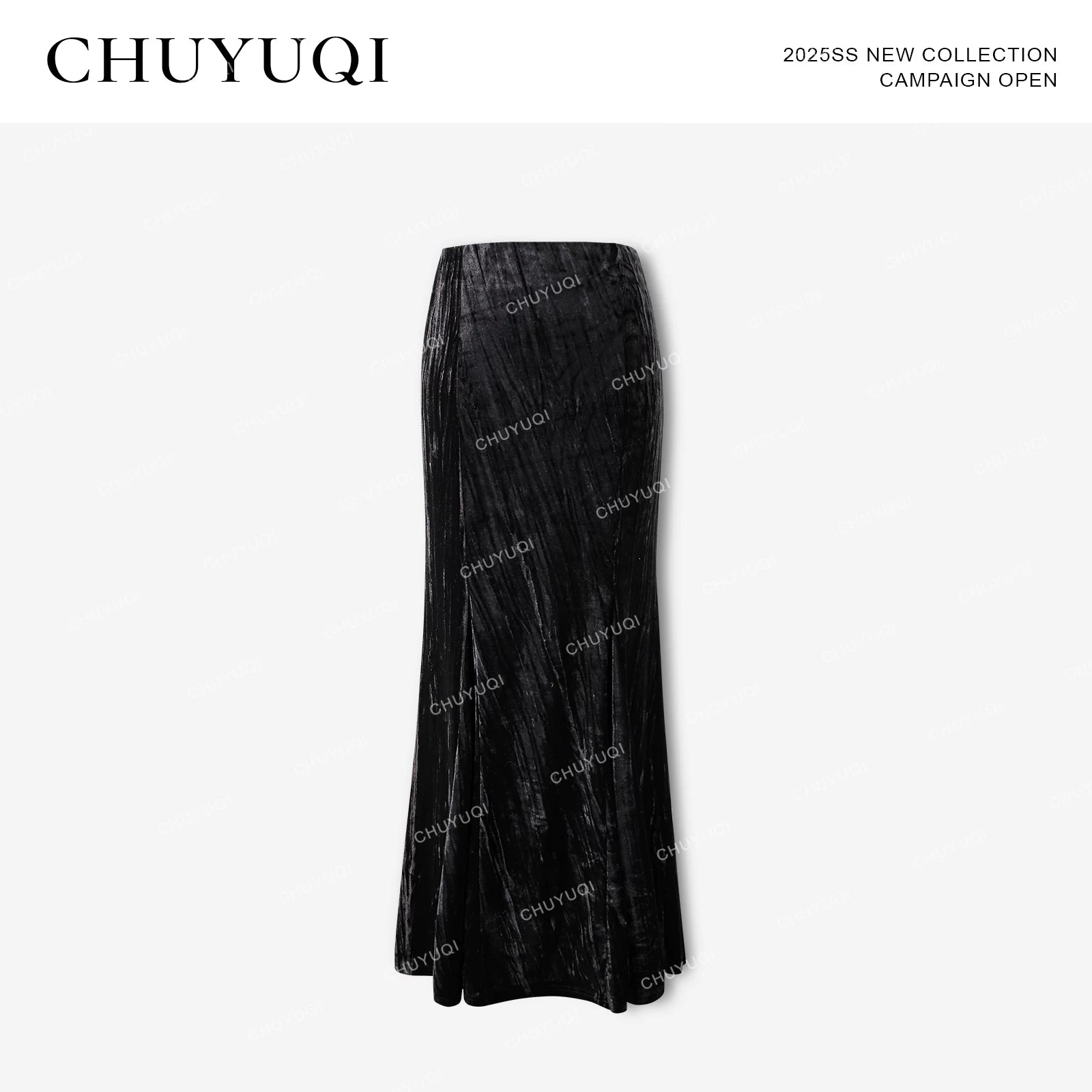 CHUYUQI Pleated Irregular Strappy Mermaid Skirt Set