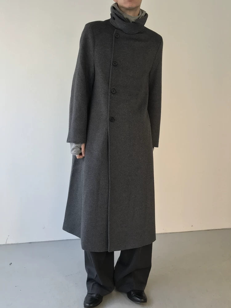 COLN Split-ended Single-breasted Wool Coat
