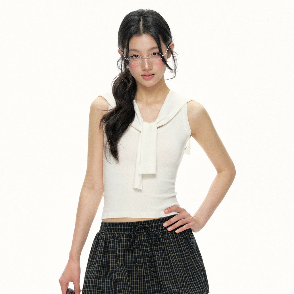 Ariseism Vintage Shawl Slim Vest Two-piece Set