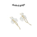 DODOGOGO Bow Pearl Fringed Earrings