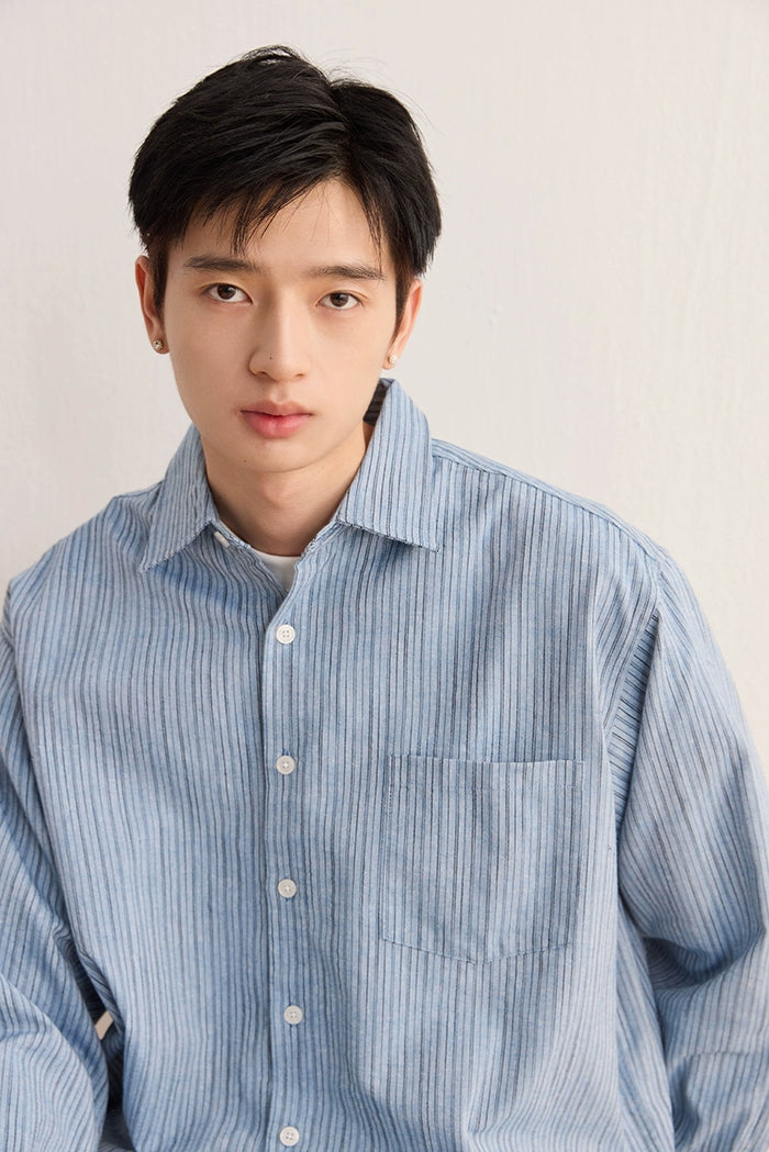 CARPEM Loose Simple Striped Retro Long Sleeve Shirt