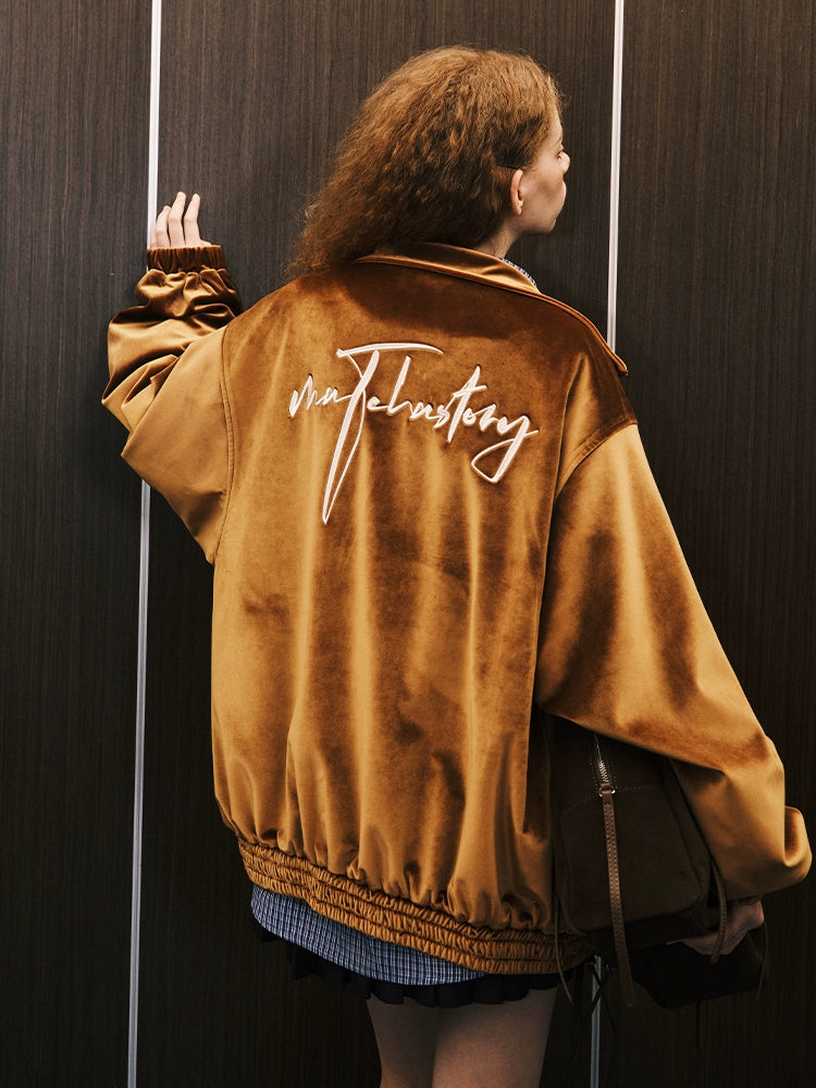 MATCHA STORY Vintage Embroidered Velvet Jacket