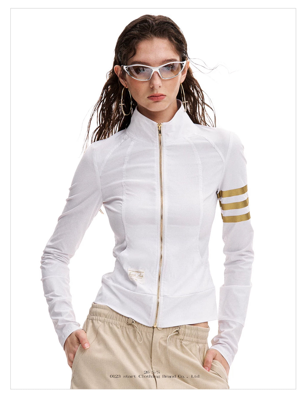 0123Start Striped Zipper Slim Fit Sunscreen Jacket