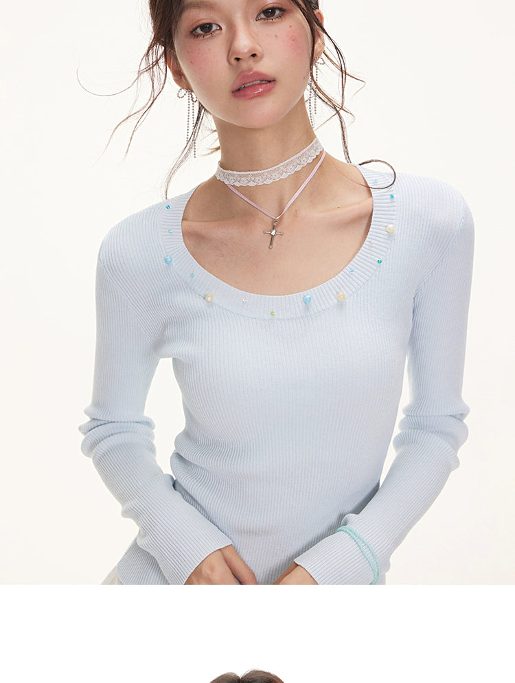 IMONE Slim Long-sleeved Knitted Sweater