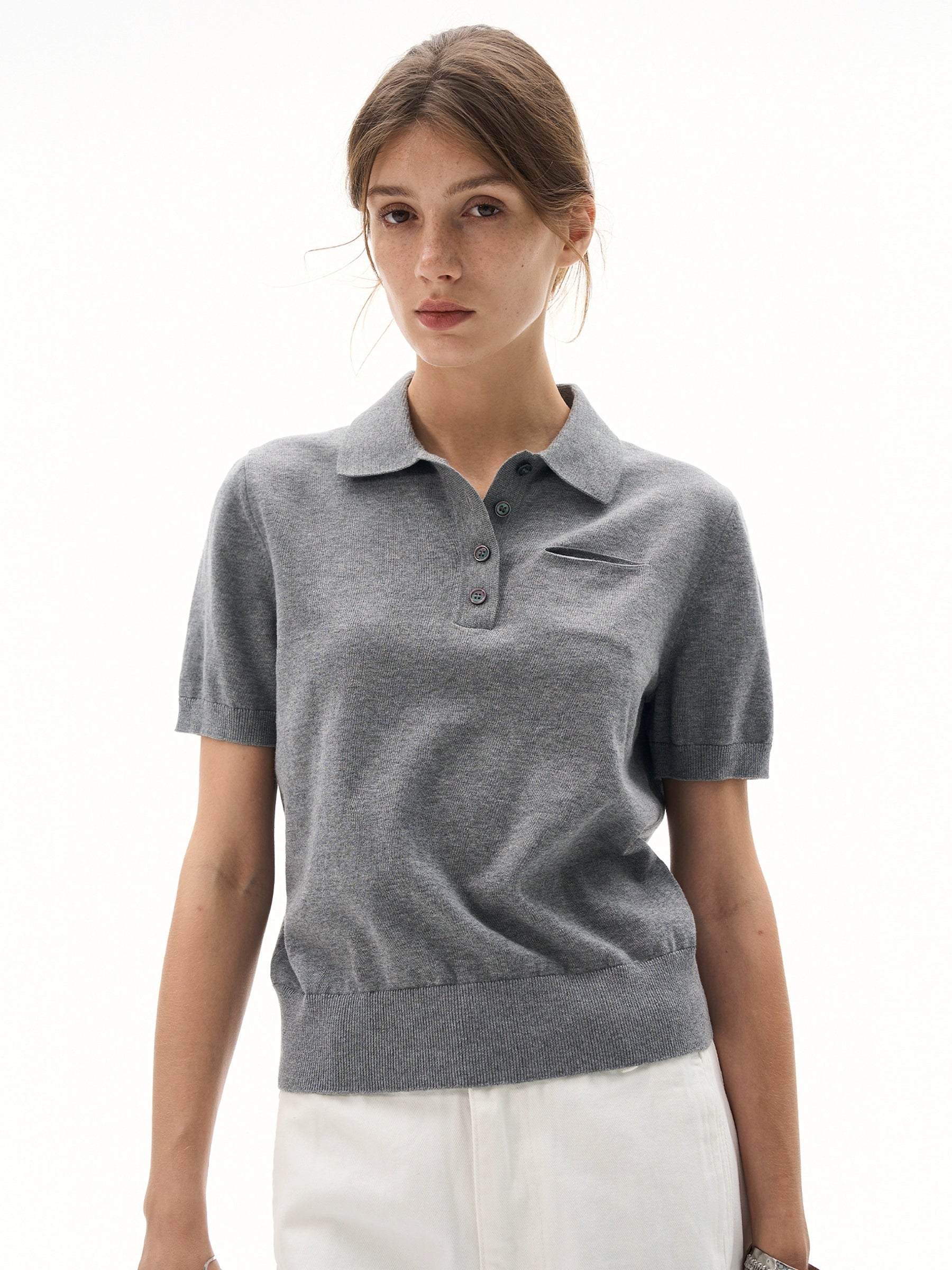 MADWITCH Vintage Front Shoulder Knitted Slim Tee