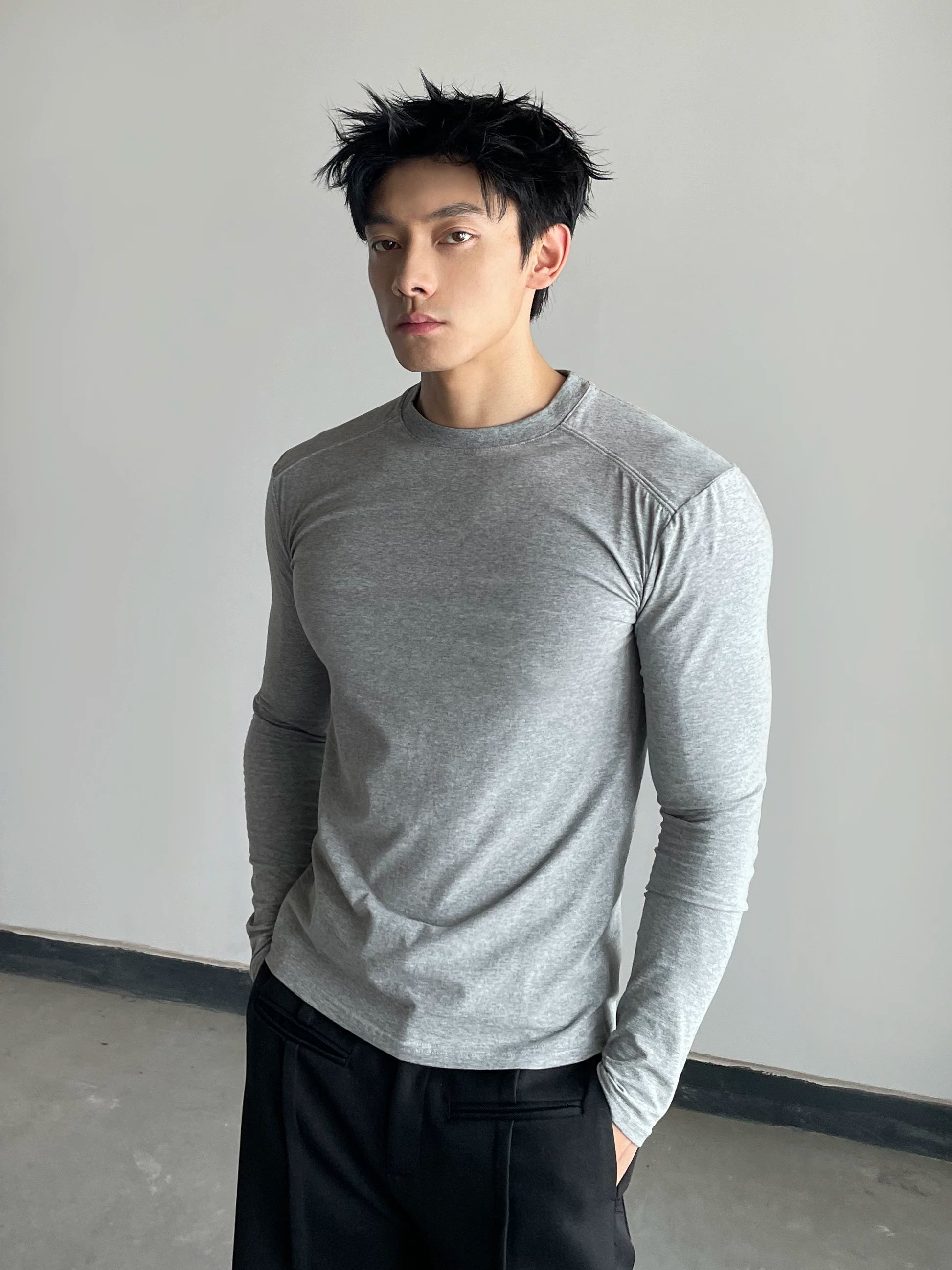 DAY NY High Elastic Front Shoulder Slim Versatile Tee