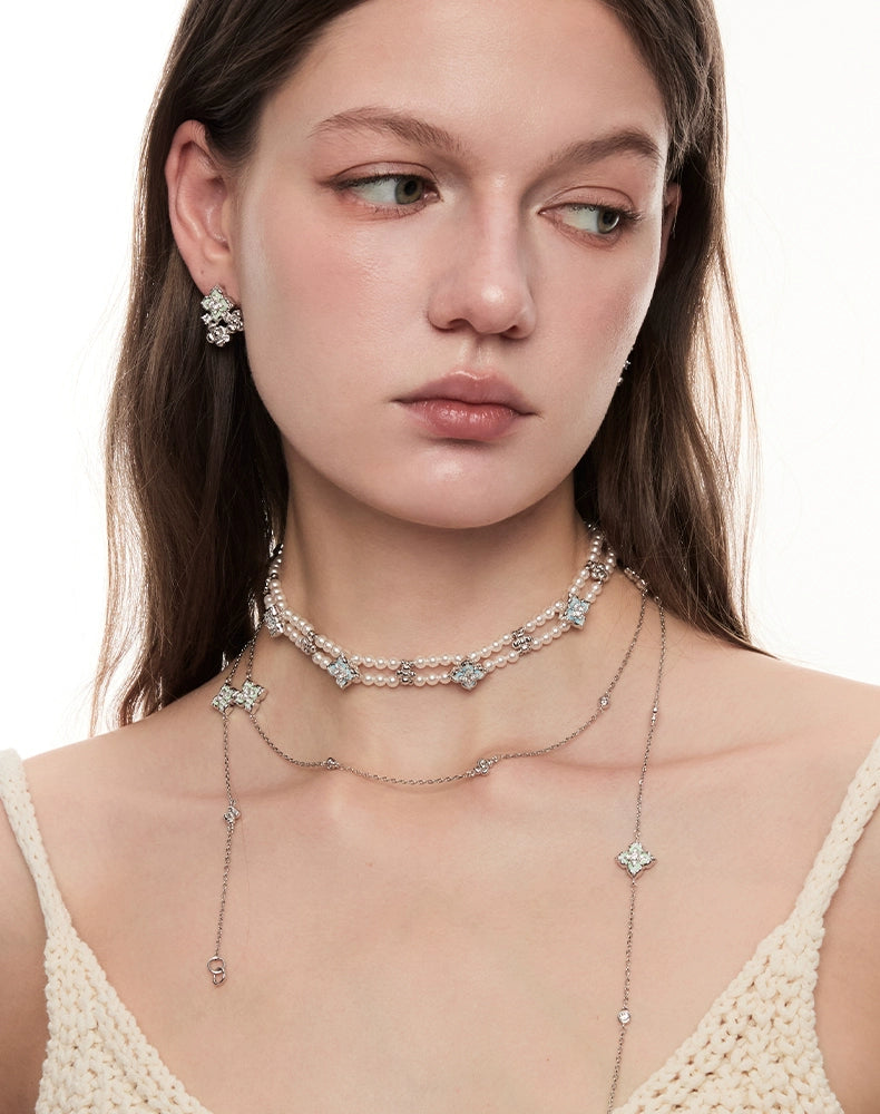 BULUBULU Flower Double Pearl Necklace