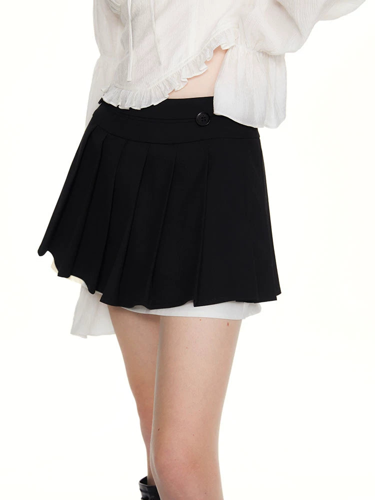 SUREENOUGH High-waisted Slimming Patchwork Pleated Skirts