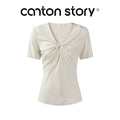 Cantonstory Kink V-neck Straight Shoulder Slim Tee
