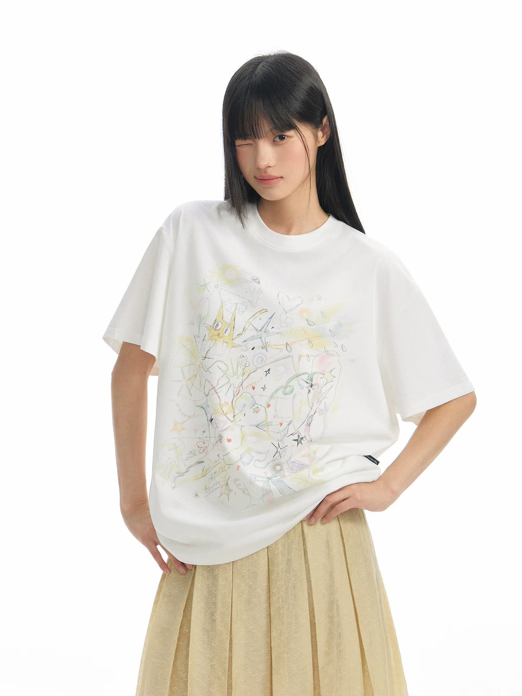 TGNS Hand Painted Halo Pattern Print Casual Tee