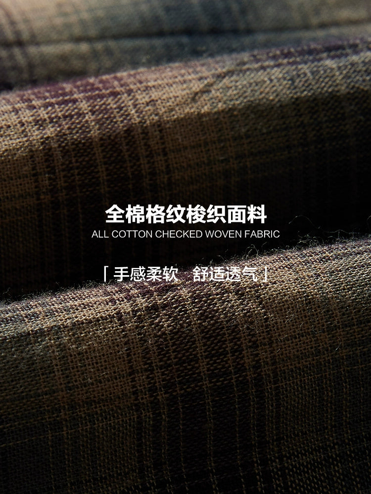 CoosRetro Contrasting Casual Plaid Short-sleeved Shirt