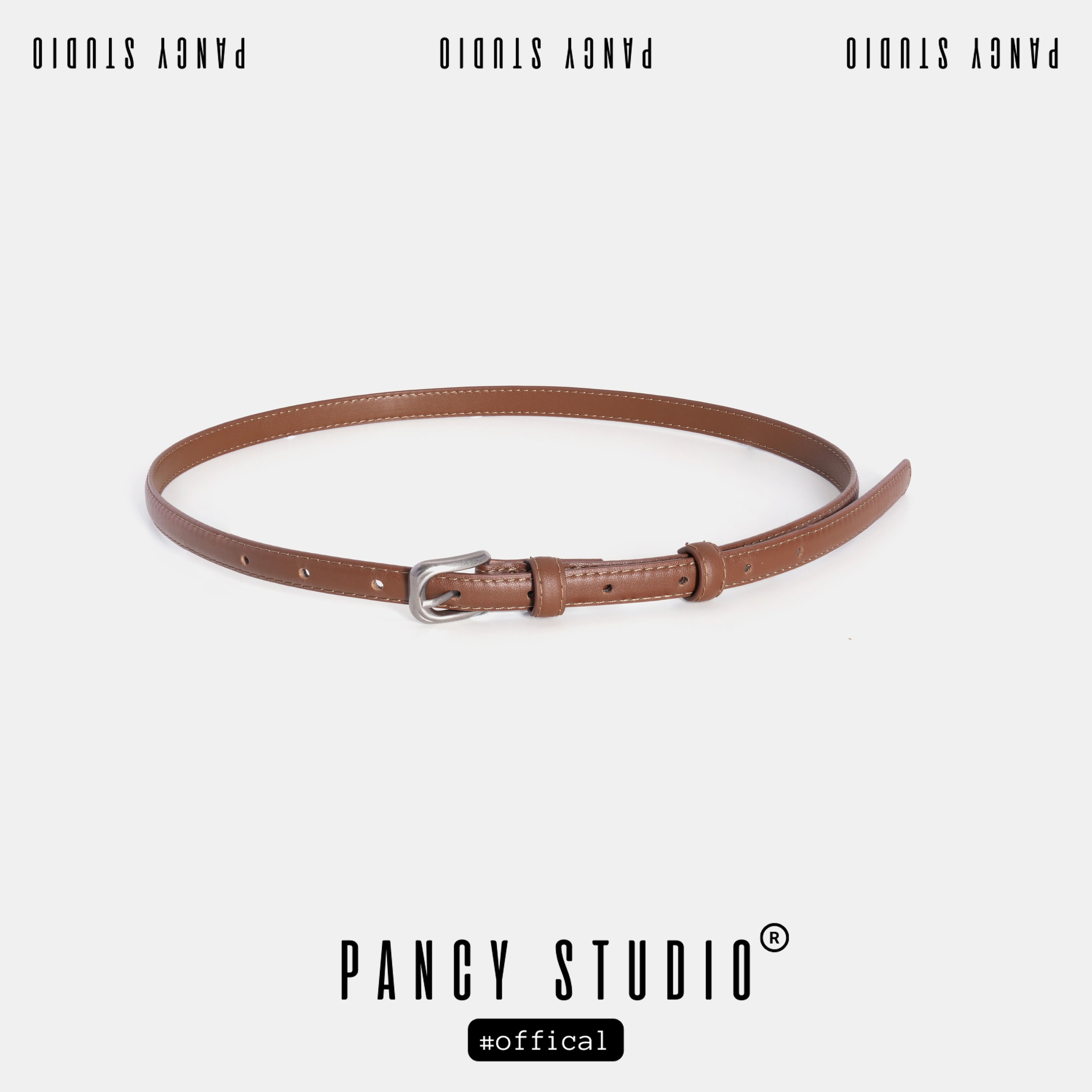 PANCY Simple Retro Thin Double-sided Leather Belt