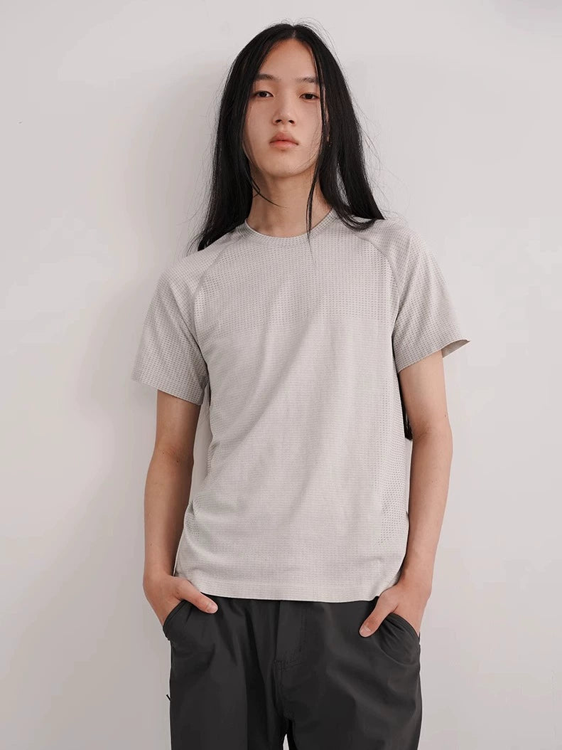 NO LOGO Quick Drying Seamless Jacquard Fitness Slim Tee