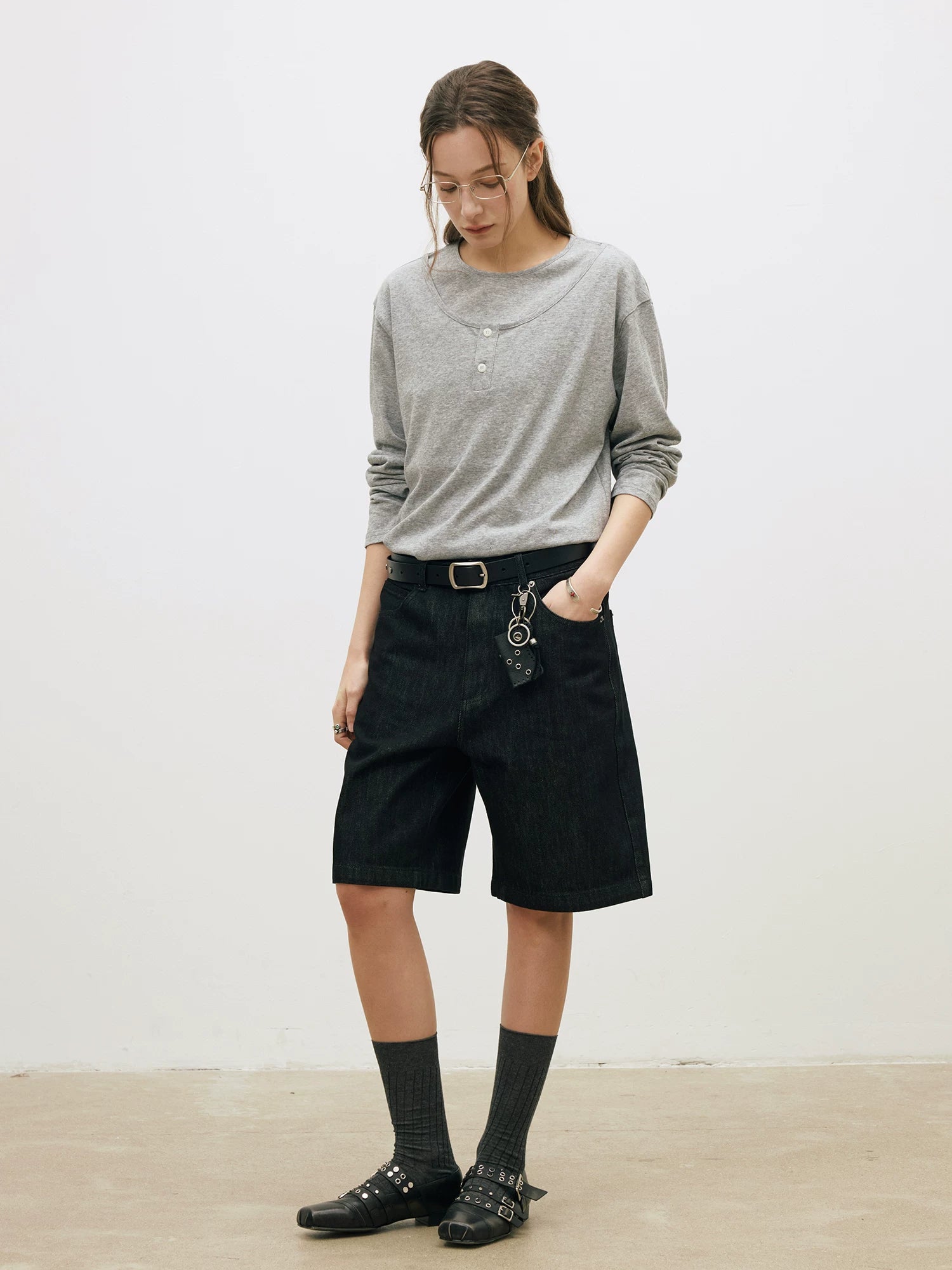 LR Fake Two-piece Double-layer Round Neck Long Sleeve