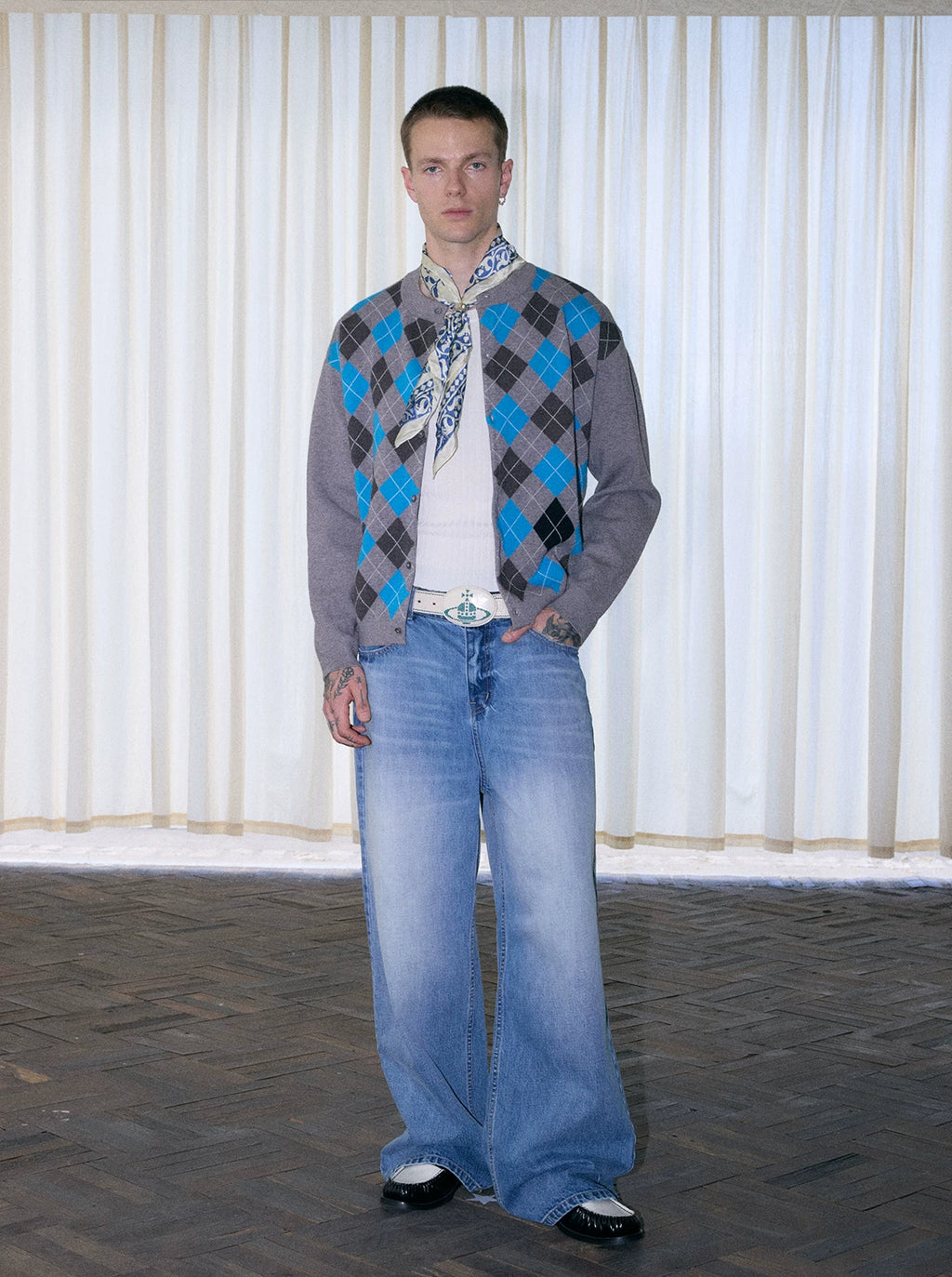 InsGale Vintage Rhombus Knitted Cardigan Sweater