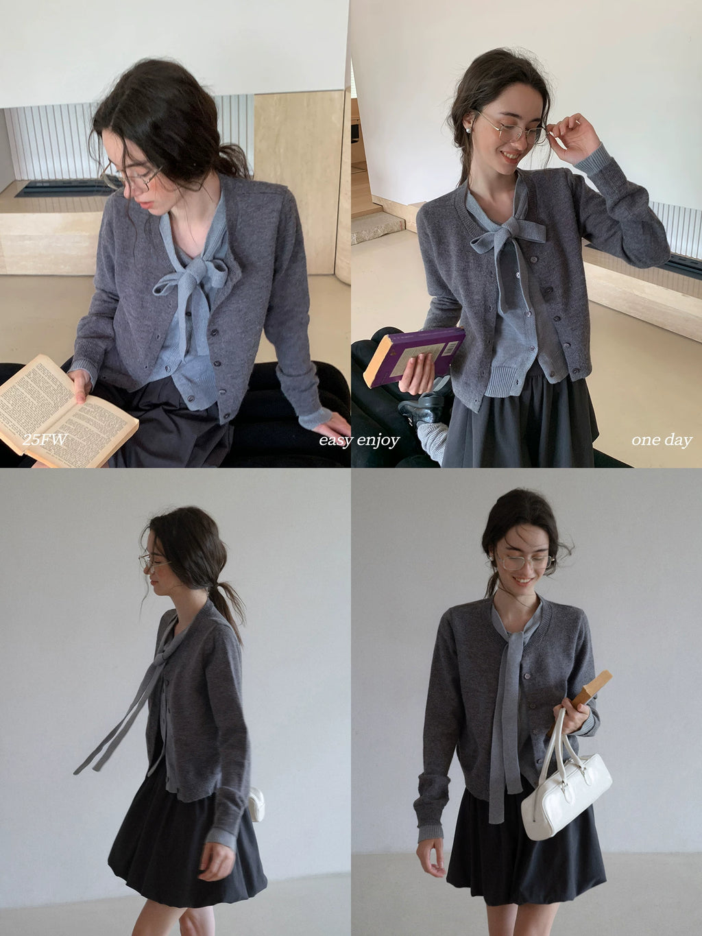 EGGKA Strappy Fake Two-piece Loose Casual Knitted Cardigan