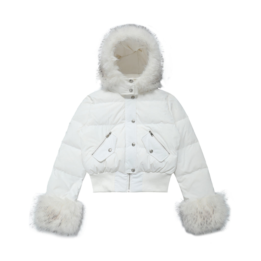 CHANYOOU Retro Fur Collar Slim-fitting Waist Hooded Jacket