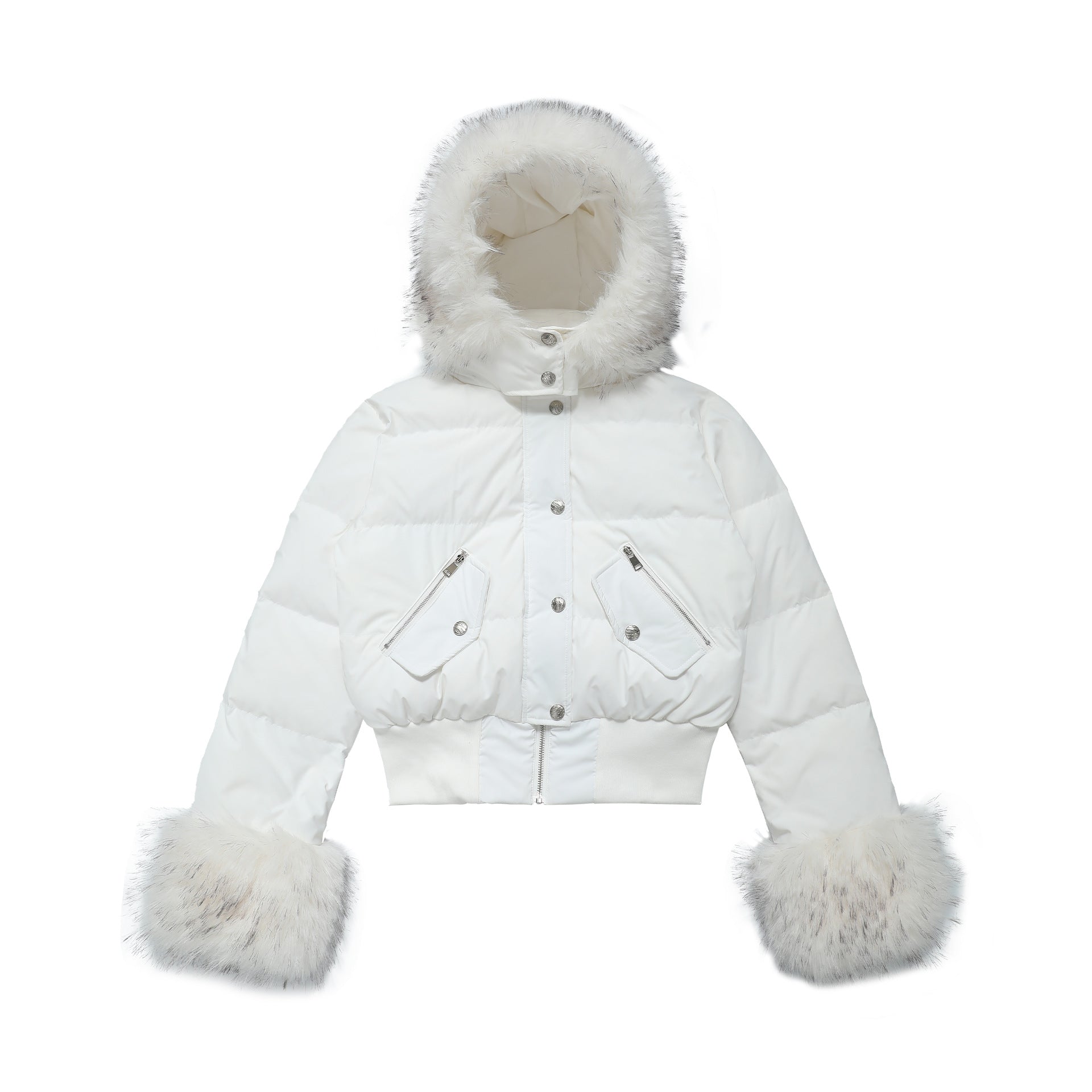 CHANYOOU Retro Fur Collar Slim-fitting Waist Hooded Jacket