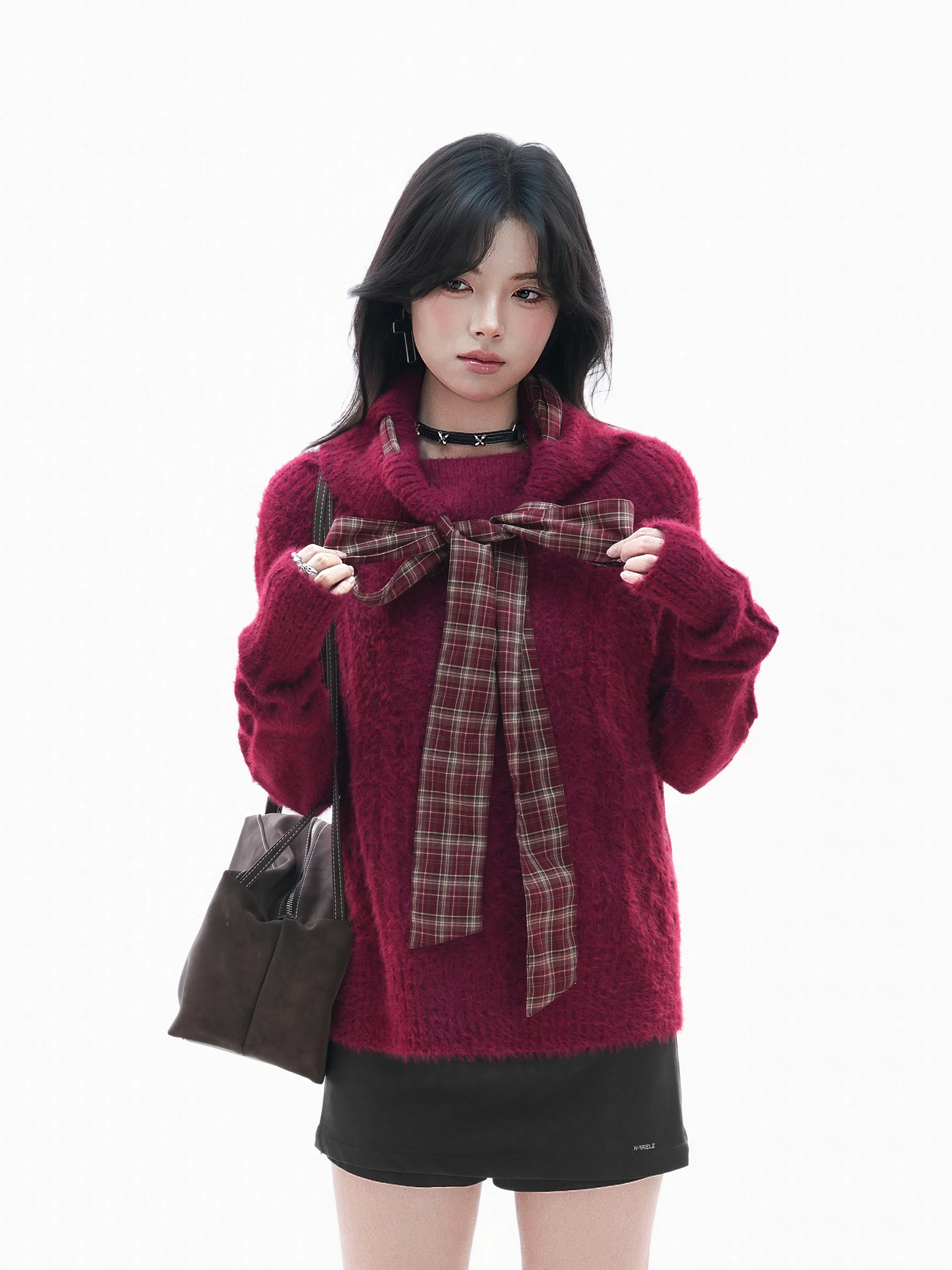 Zuocisankon High-end Bow-tie Turtleneck Sweater