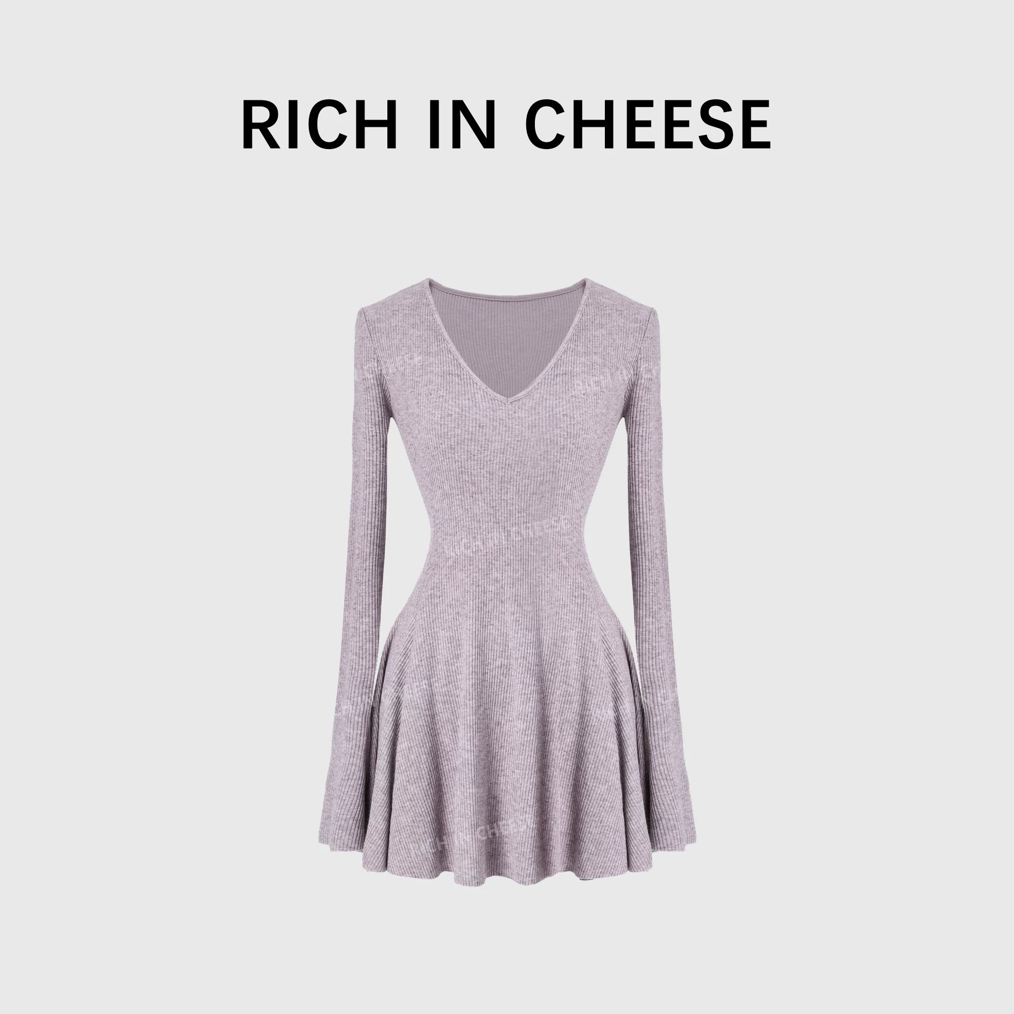 RICH IN CHEESE Knitted Waist Slim Dress