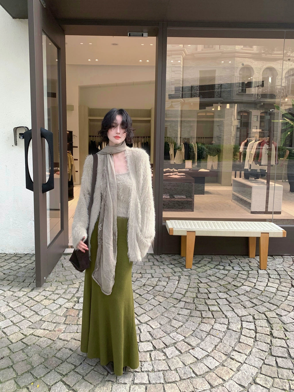 KELIFAN Vintage Loose Plush Knitted Cardigan Jacket