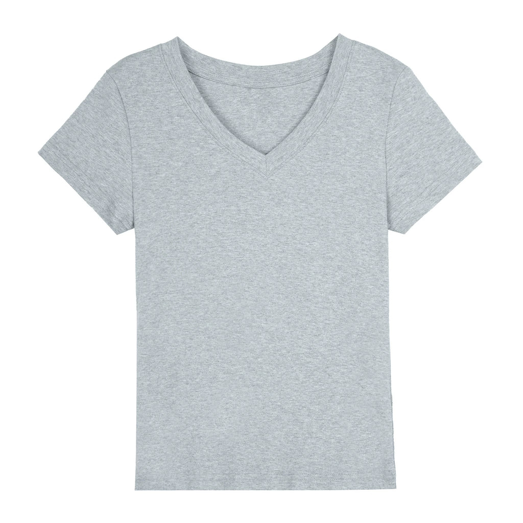 XUJING Simple V-neck Slim and Thin Tee