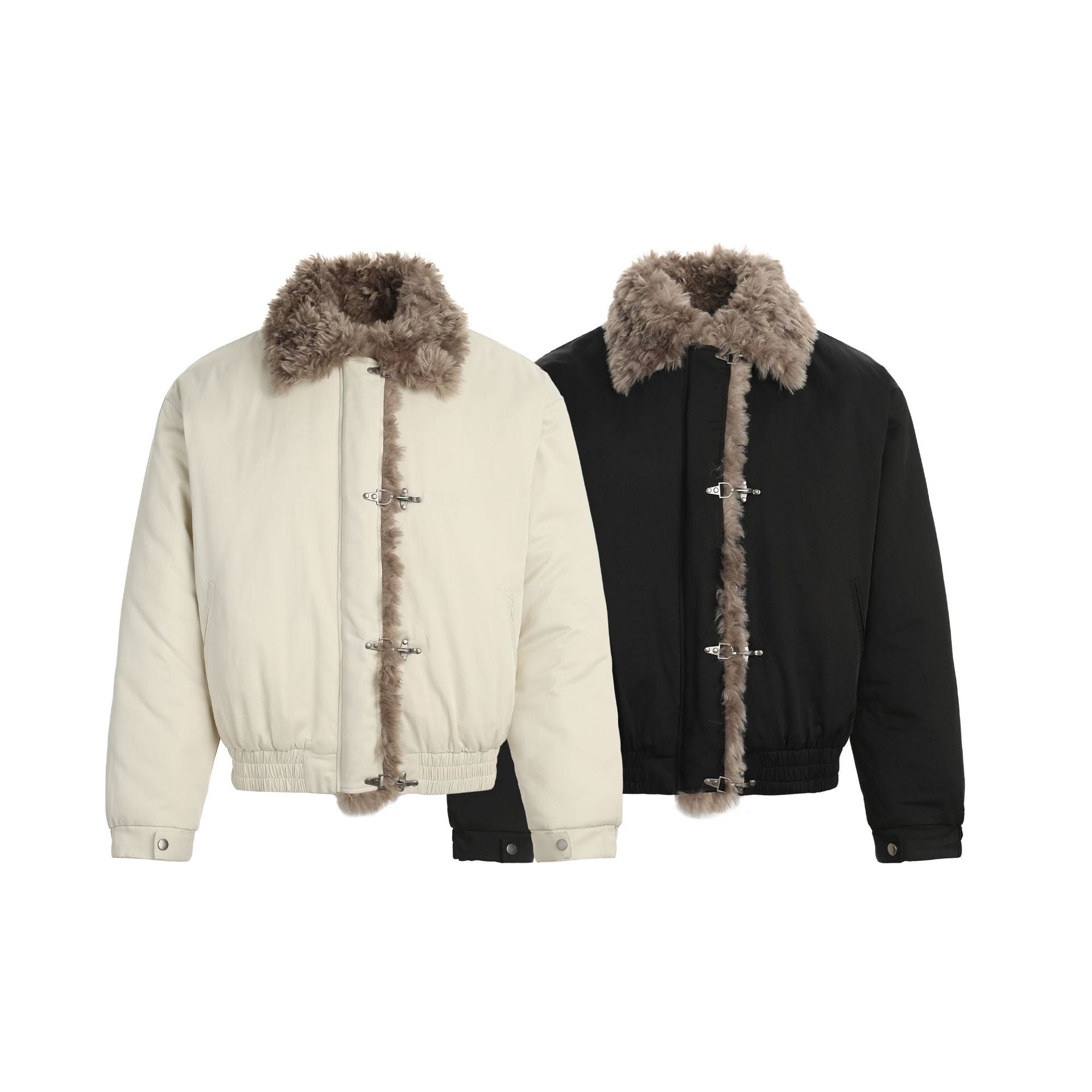CHANYOOU Vintage Plane Button Fur Collar Jacket