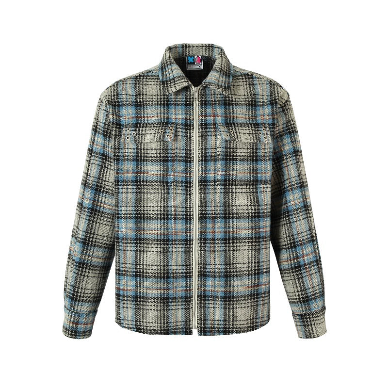 YADcrew Plaid Shirt Jacket